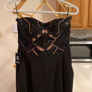 Express sequin strapless jumpsuit NWT